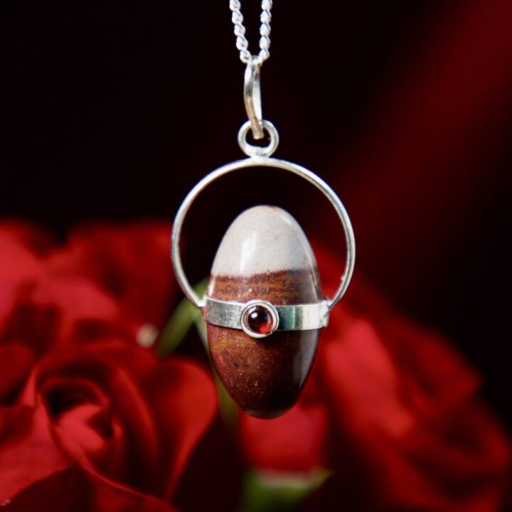 Manifest Your Passion Shiva Lingam with Almandine Garnet Pendant