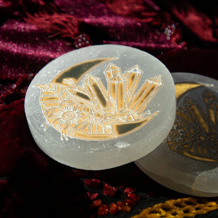 Golden Lunar Magic Selenite Charging Plate