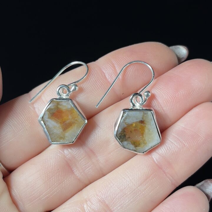 Gemstone Sale: Trapiche Citrine Earrings