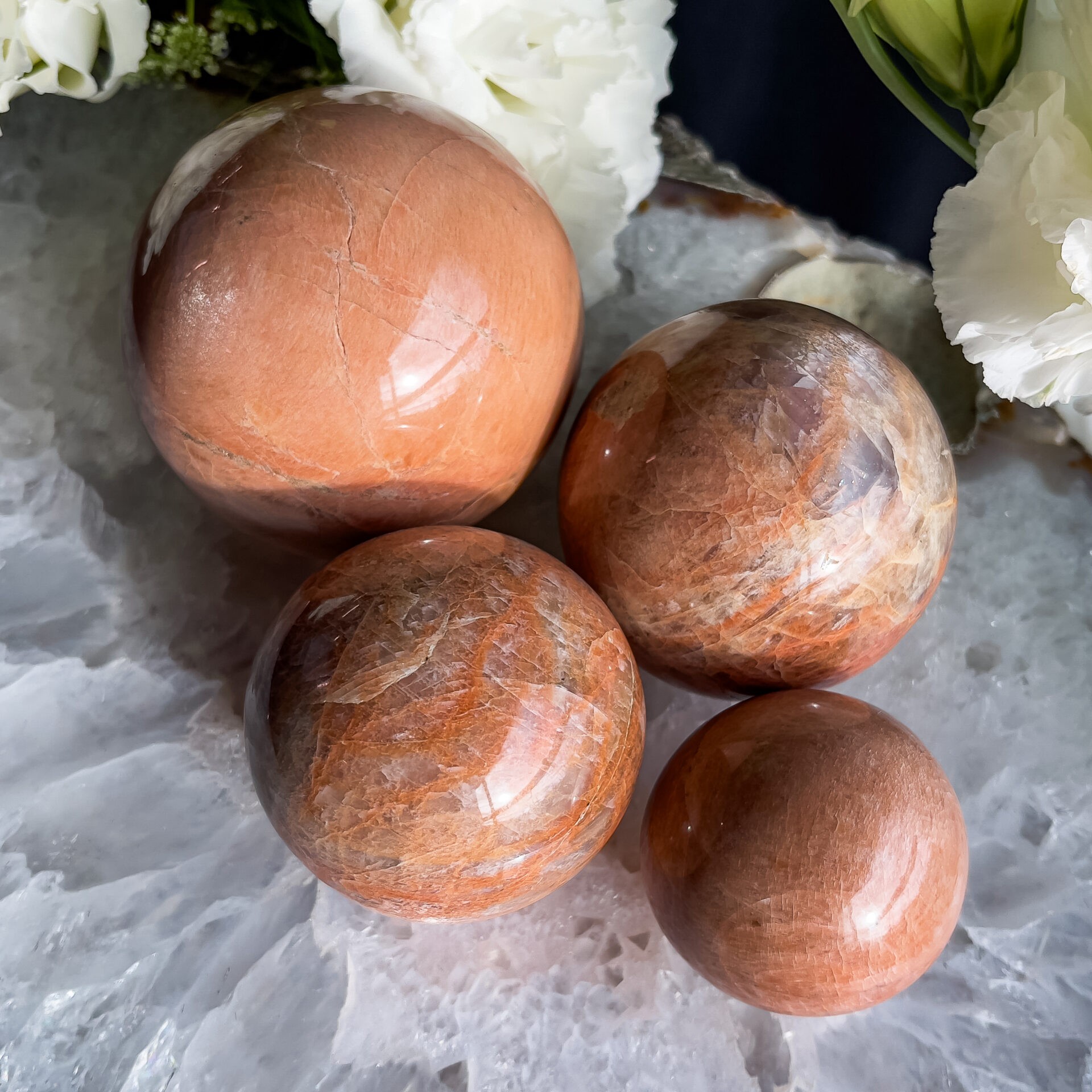 Large Peach & White Moonstone buy Sphere