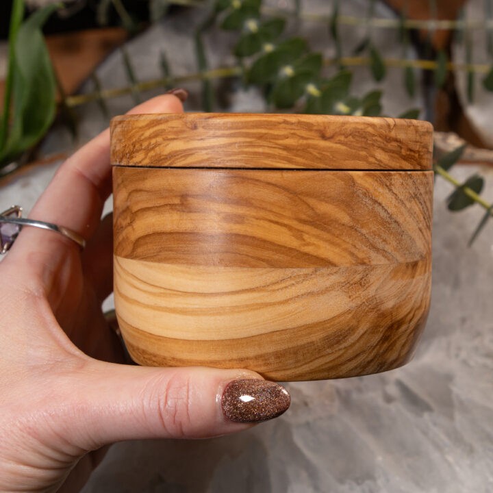 Olive Wood Bowl with Himalayan Salt and Tumbled Shungite