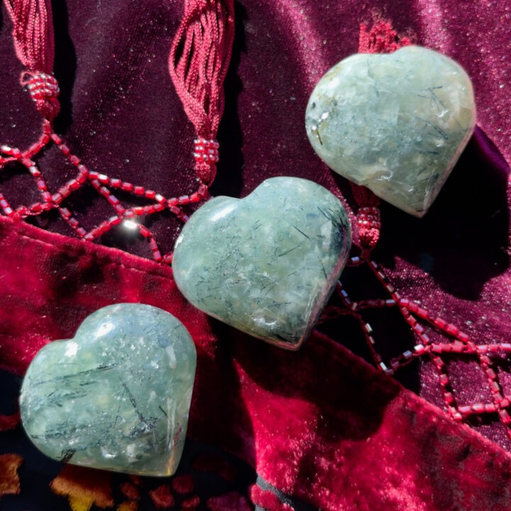 Prehnite with Epidote Heart for Self-Care