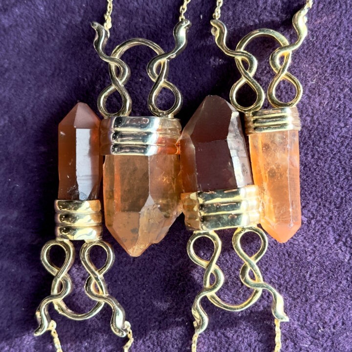 Tangerine Quartz Point Snake Necklace