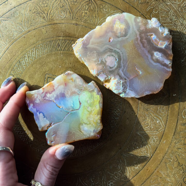 Angel Aura Flower Agate Slice