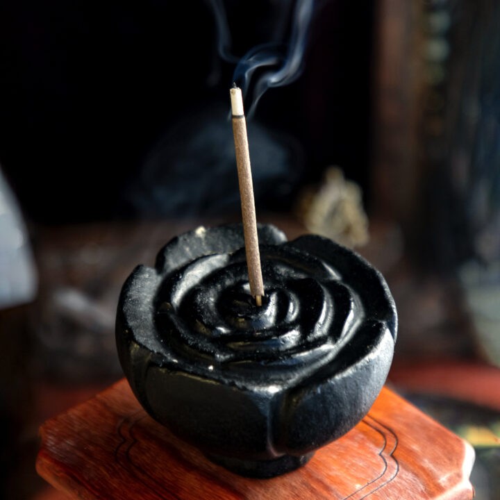 Black Obsidian Rose Incense Stick Holder