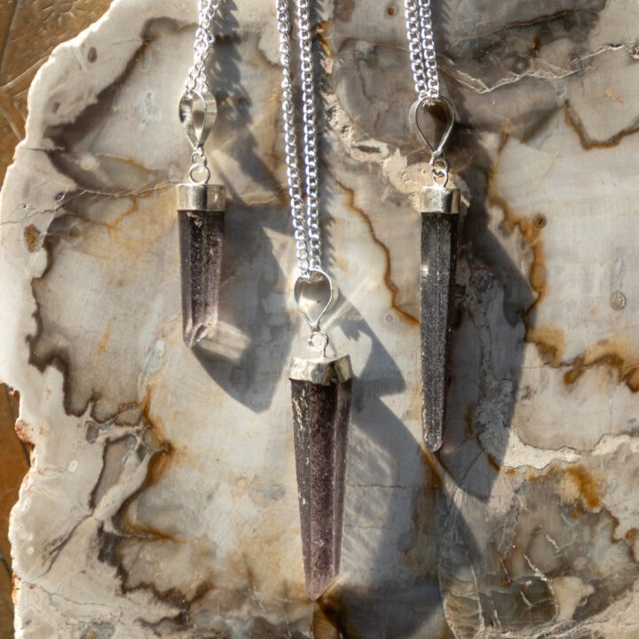 Lithium Hematite Quartz Point Pendant