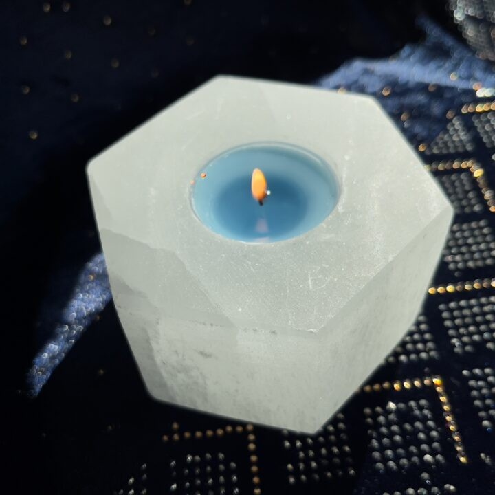 Hexagon Selenite Tea Light Holder