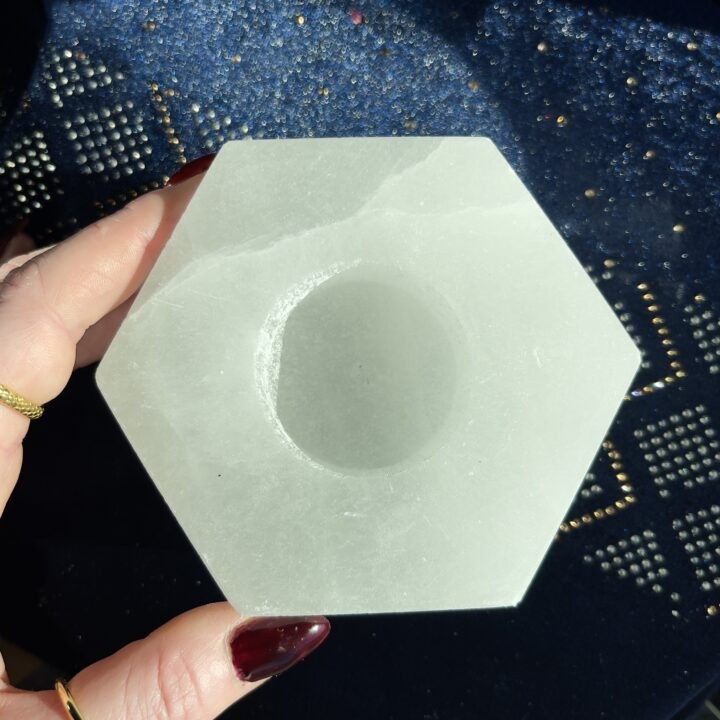 Hexagon Selenite Tea Light Holder