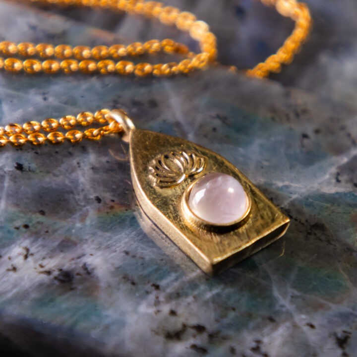 Lotus Flower Rose Quartz Pendant