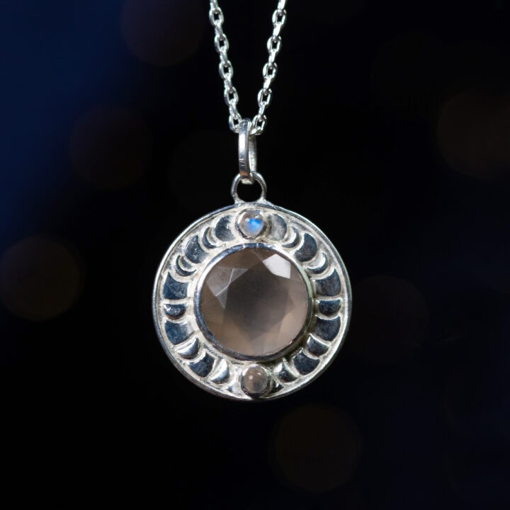 Moon Phase Black Moonstone Pendant