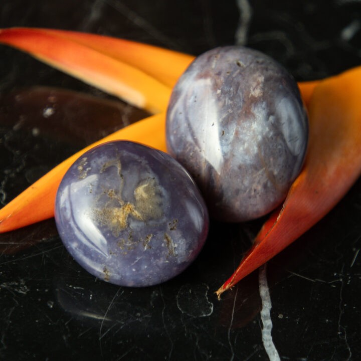 Purple Chalcedony Palm Stone