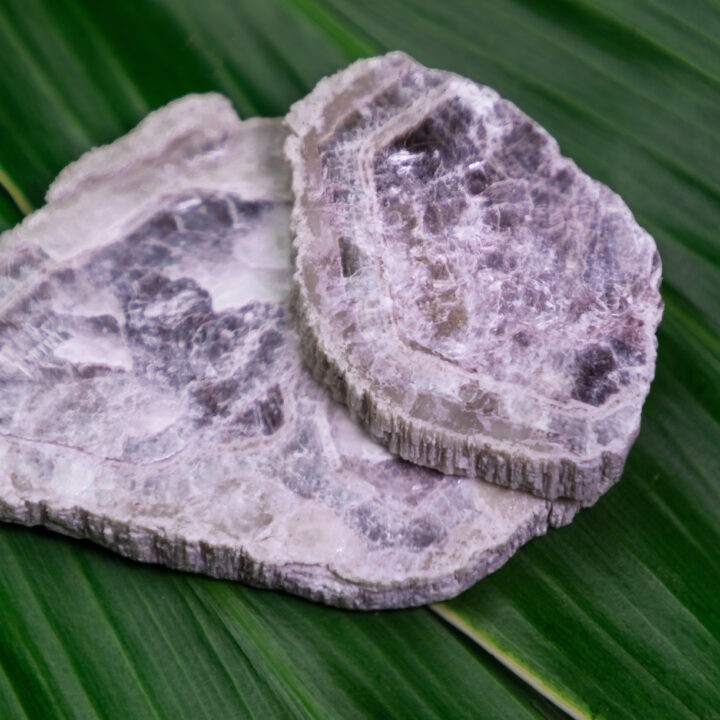 Sacred Geometry Bi-Color Lepidolite Slice