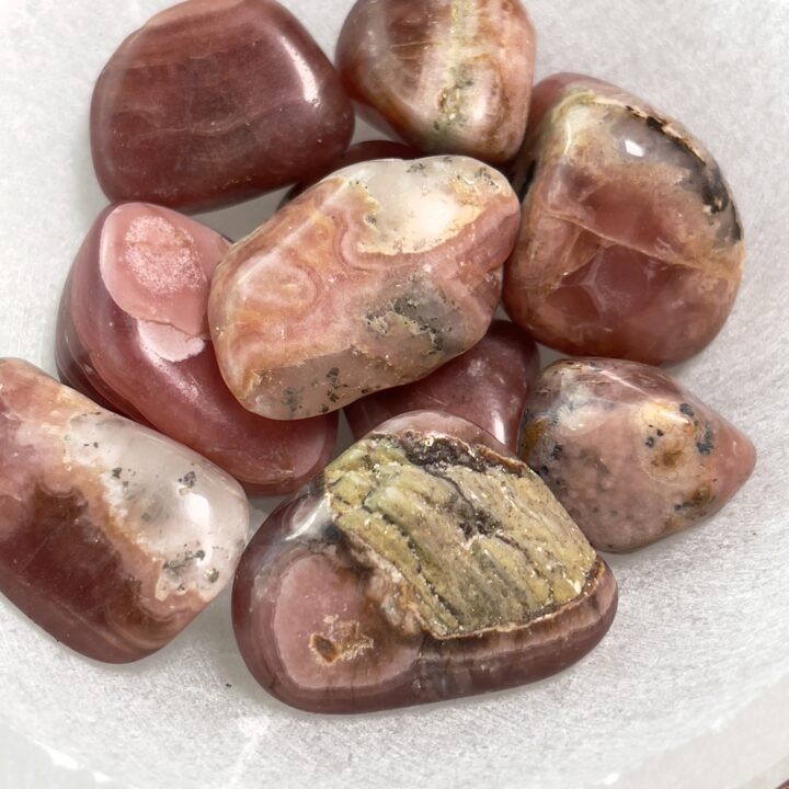 Tumbled Rhodochrosite with Pyrite