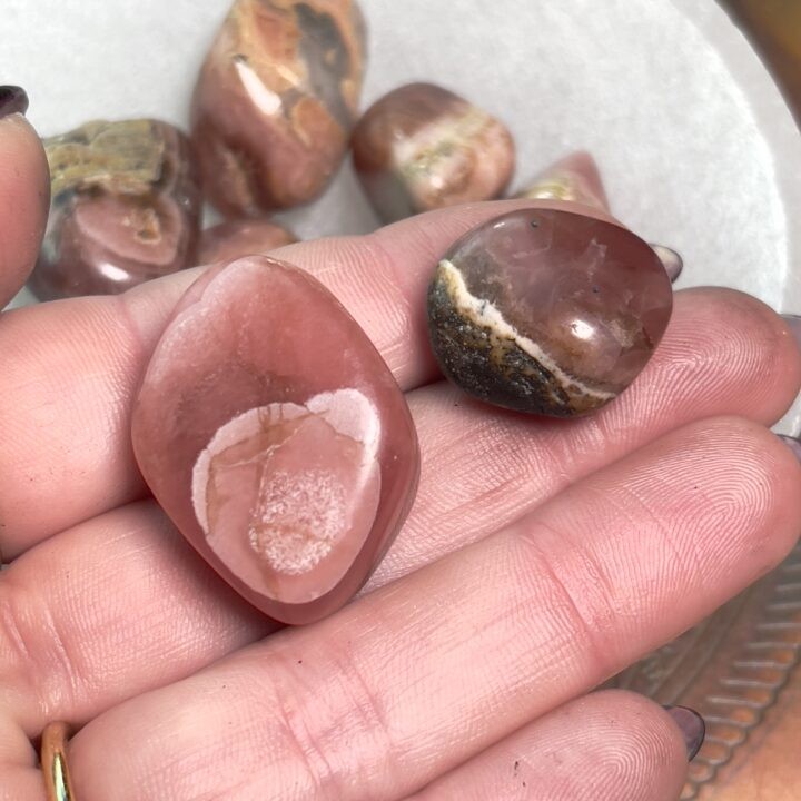 Tumbled Rhodochrosite with Pyrite