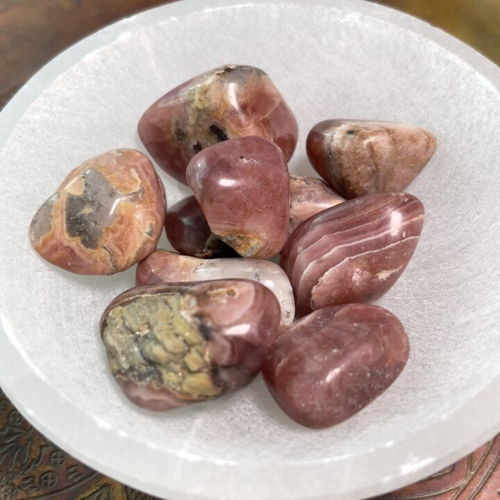 Tumbled Rhodochrosite with Pyrite