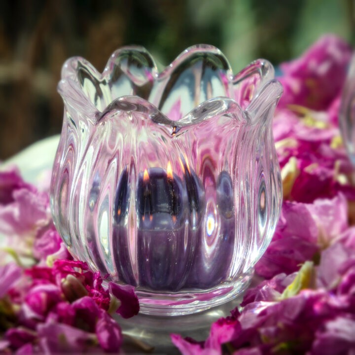 Glass Tulip Tea Light Holder