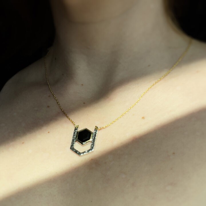 Black Onyx Hexagon Necklace