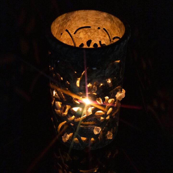 Soapstone with Clear Quartz Tea Light & Incense Holder