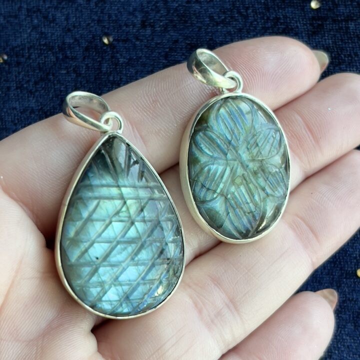 Gemstone Sale: Engraved Labradorite Pendant