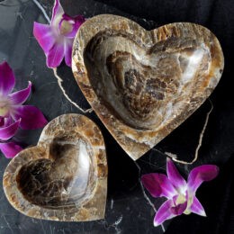 Mica in Brown Aragonite Heart Bowl