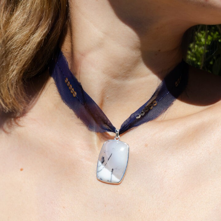 Dendritic Agate & Blue Sapphire Jewelry Duo