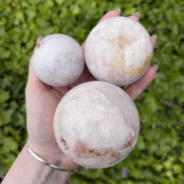 Druzy Pink Amethyst with Flower Agate Sphere