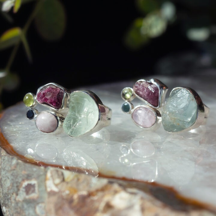 Emotional Oasis Aquamarine & Kunzite Ring