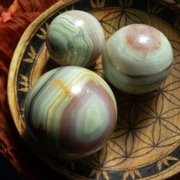 Pink & Green Banded Onyx Sphere