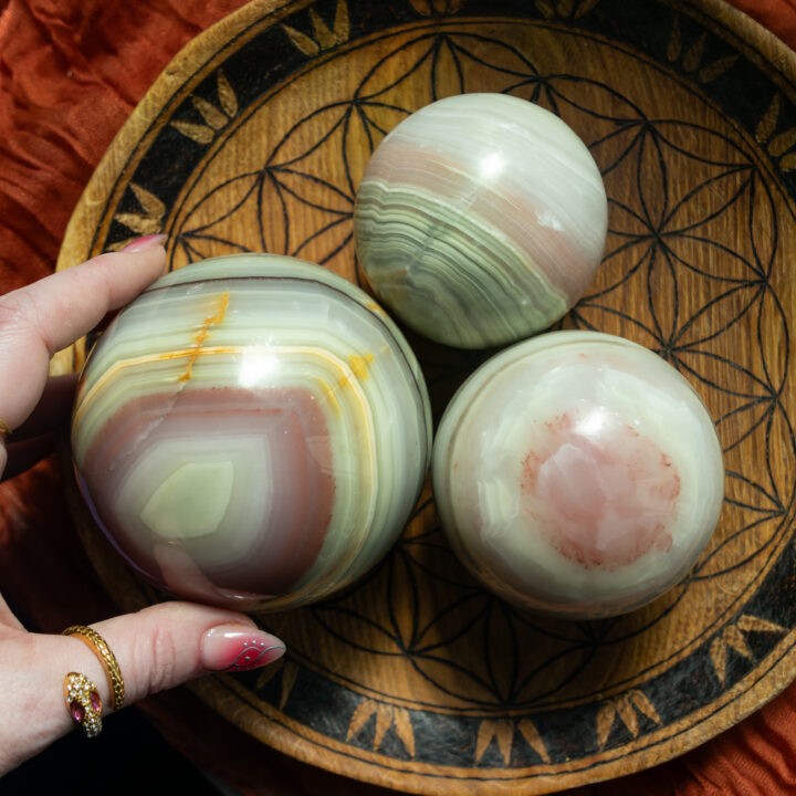 Pink & Green Banded Onyx Sphere