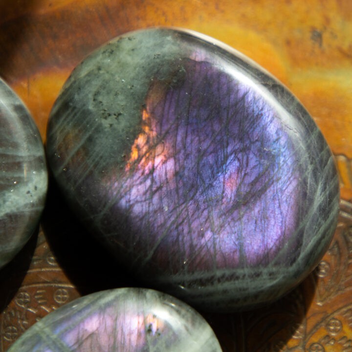 Sunset Flash Labradorite Palm Stone