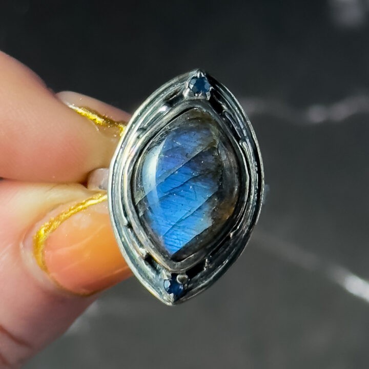 Gemstone Sale: Labradorite & Blue Sapphire Ring