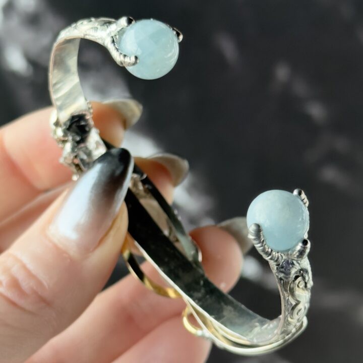 Gemstone Sale: Pearls & Aquamarine Seahorse Cuff