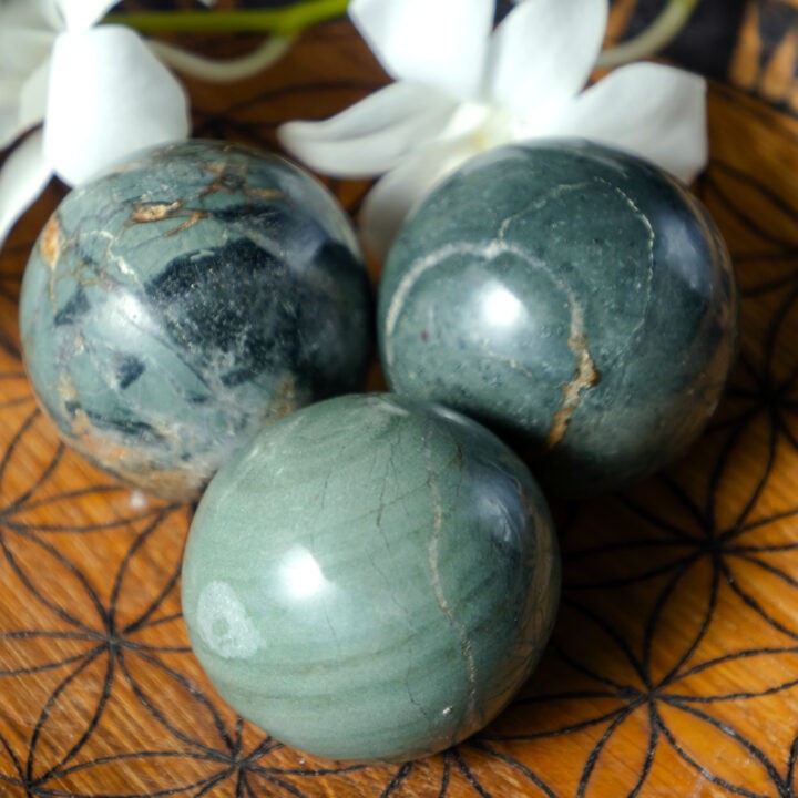 Blue & Green Opalized Petrified Wood Sphere