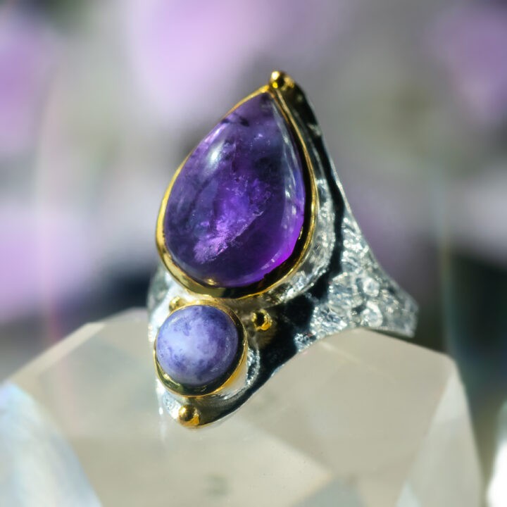 Crown Chakra Amethyst & Tiffany Stone Ring