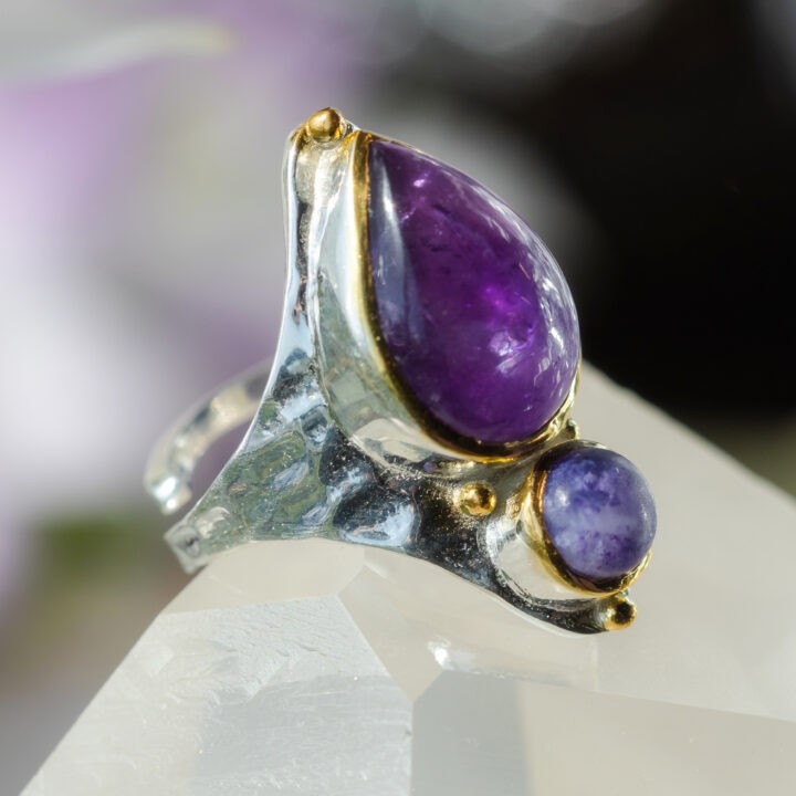 Crown Chakra Amethyst & Tiffany Stone Ring