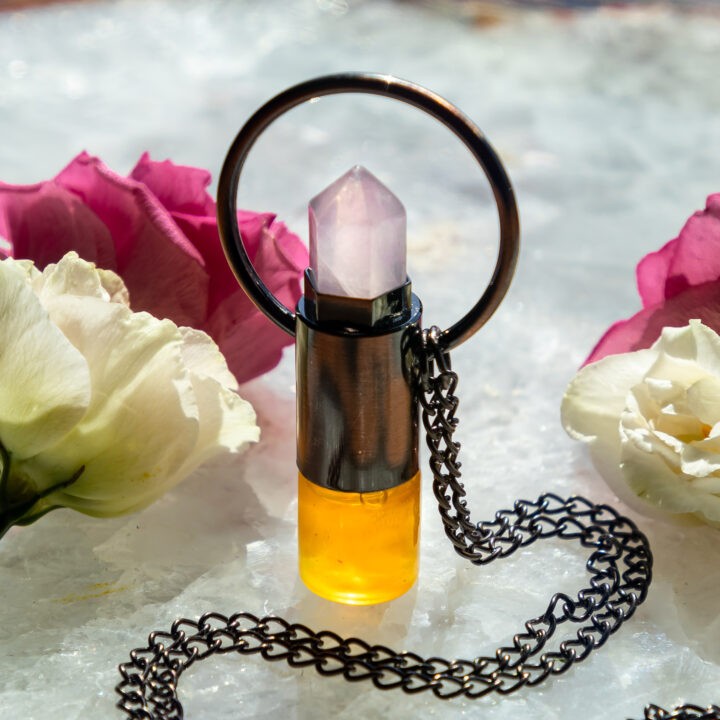 Rose Quartz Perfume Necklace with Love³ Intention Perfume