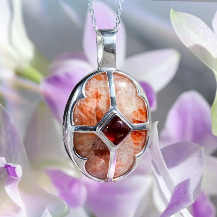 Sunstone & Hessonite Garnet Pendant