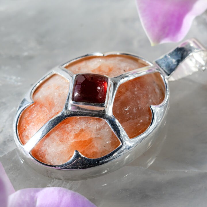 Sunstone & Hessonite Garnet Pendant