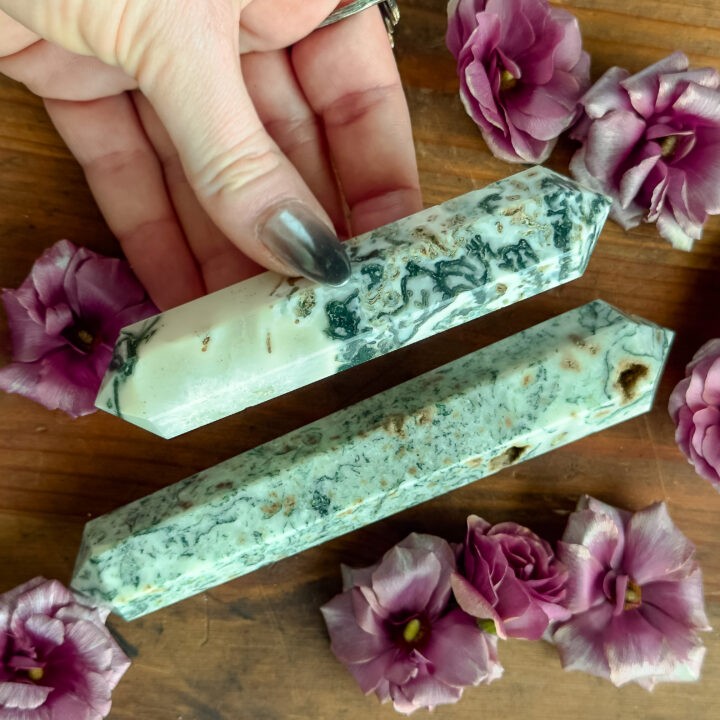 Tree Agate Double Terminated Wand