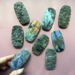 Misfit Minerals: Labradorite Zodiac Palm Stone