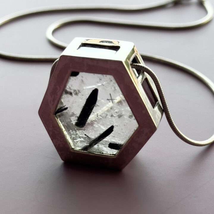 Misfit Minerals: Tourmalinated Quartz & Ruby Post Modern Galaxy Pendant