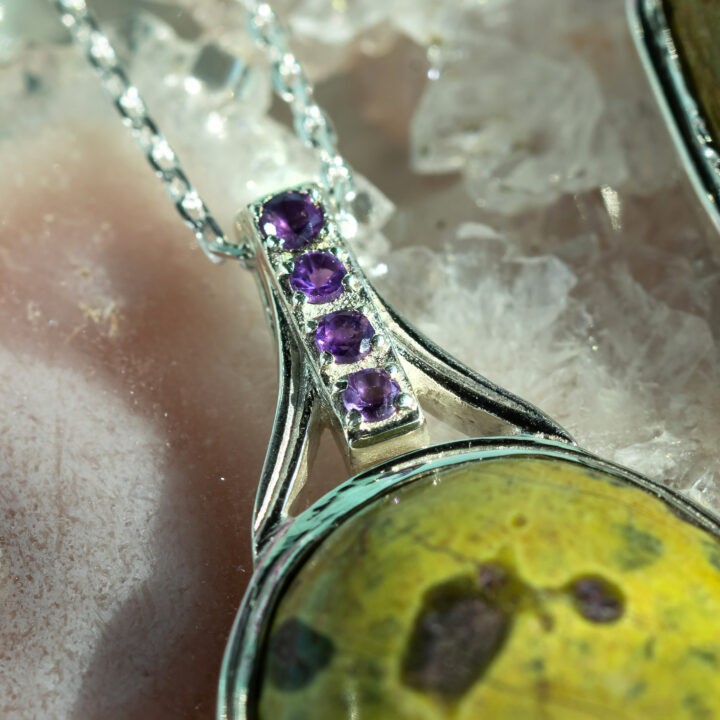 Atlantisite & Amethyst Pendant