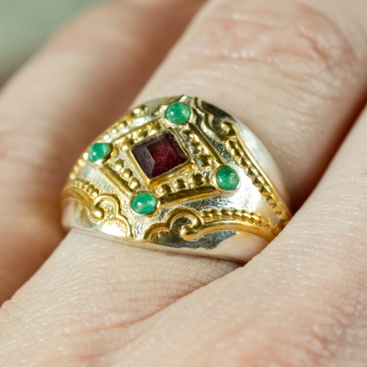 Ruby & Emerald Dome Ring