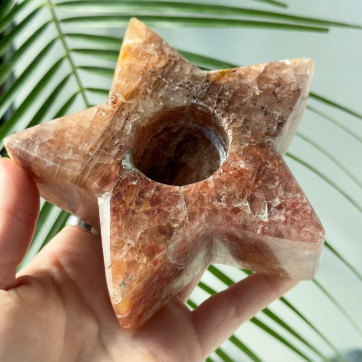 Smoky Quartz Sphere with Sunset Quartz Star Sphere Stand