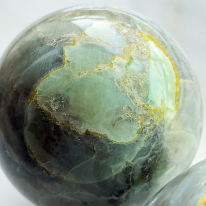 Misfit Minerals: Garnierite with Moonstone Sphere