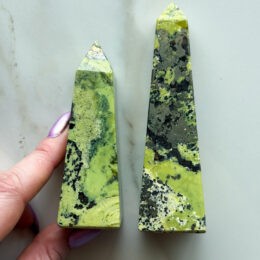 Misfit Minerals: Serpentine & Pyrite Obelisk