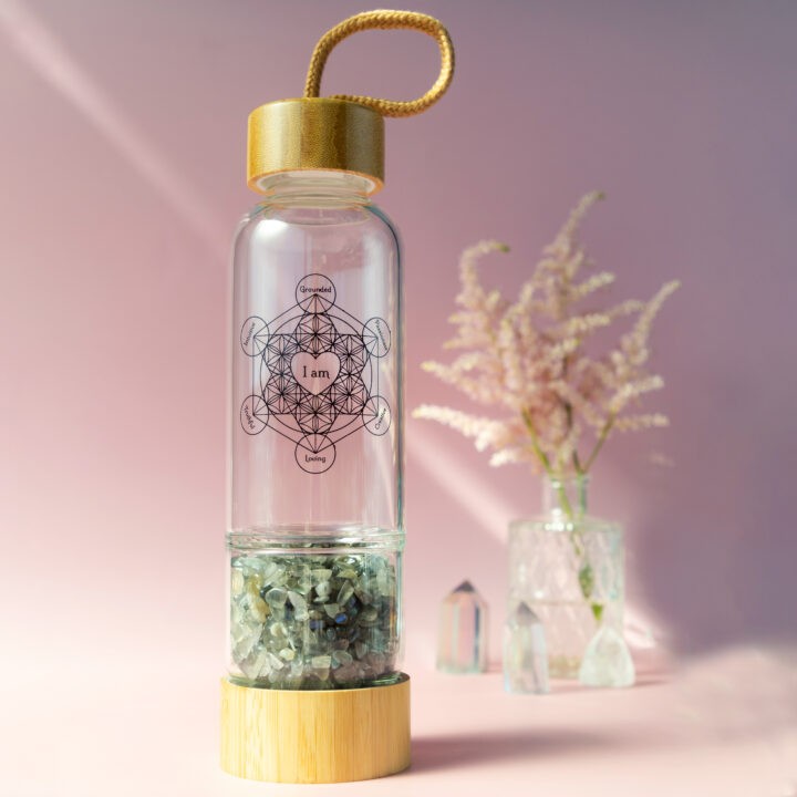 Crystal Charging Water Bottle with Labradorite Chip Stones