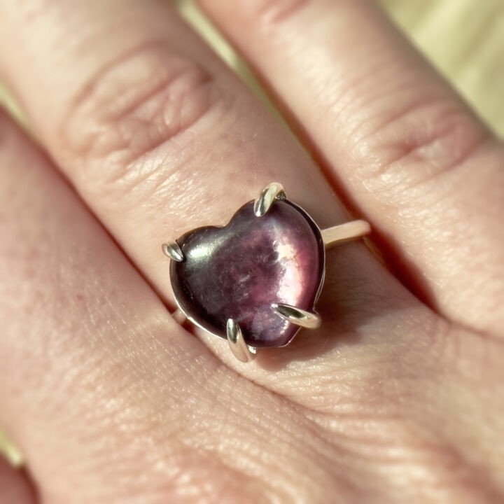 Gemmy Lepidolite Heart Ring