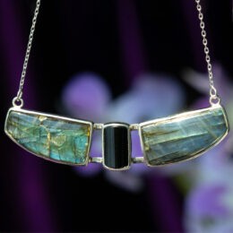 Labradorite & Green Tourmaline Scarab Necklace