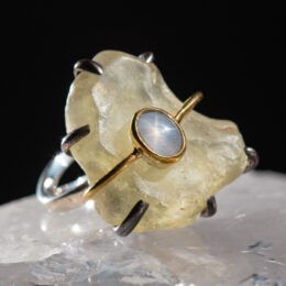 Libyan Gold Tektite & Star Sapphire Ring